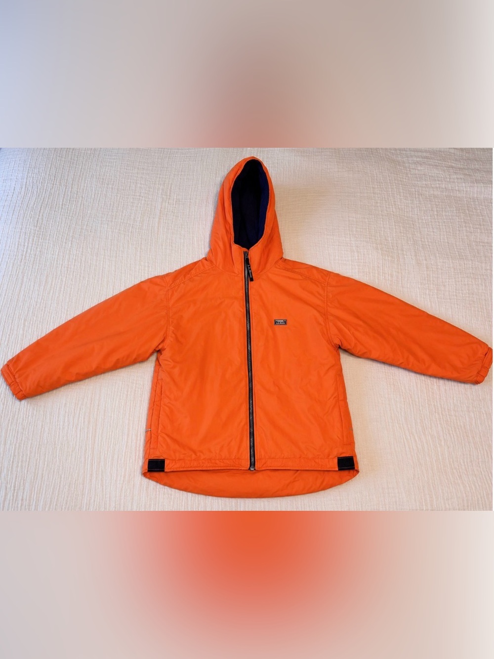 Vintage L.L.Bean Kids L 14-16 Orange Fleece Lined Hooded Jacket Outdoor